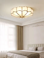Flower-Shape Glass Flush Mount Ceiling Light With Petal Shade