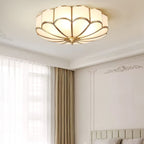Flower-Shape Glass Flush Mount Ceiling Light With Petal Shade