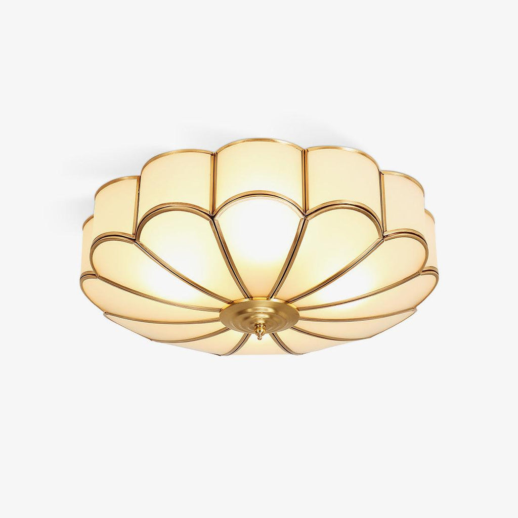 Flower-Shape Glass Flush Mount Ceiling Light With Petal Shade