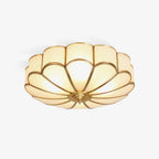 Flower-Shape Glass Flush Mount Ceiling Light With Petal Shade