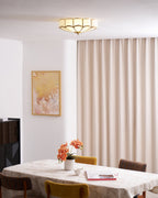 Flower-Shape Glass Flush Mount Ceiling Light With Petal Shade