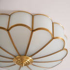 Flower-Shape Glass Flush Mount Ceiling Light With Petal Shade