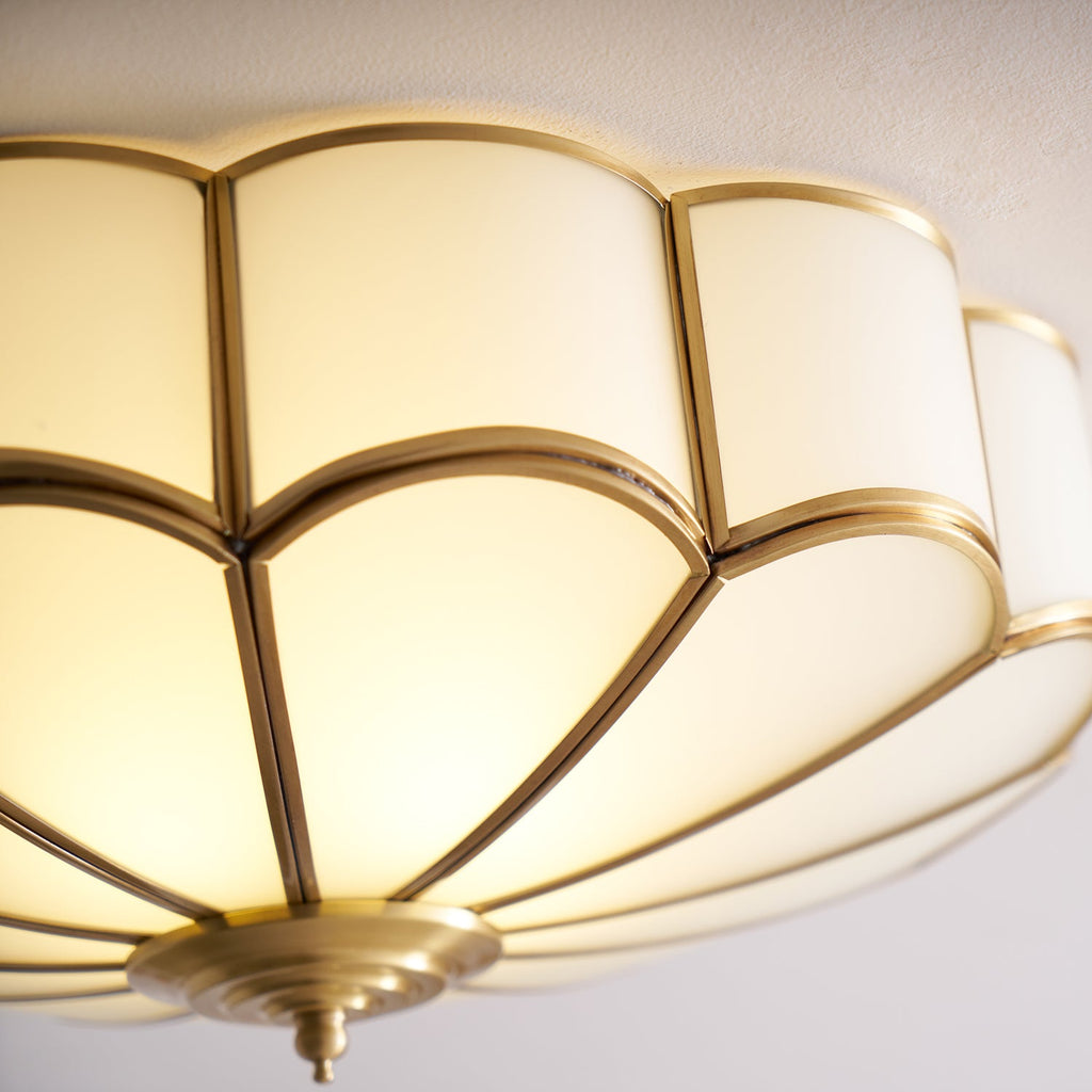 Flower-Shape Glass Flush Mount Ceiling Light With Petal Shade