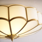 Flower-Shape Glass Flush Mount Ceiling Light With Petal Shade
