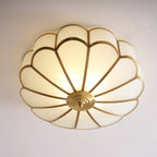 Flower-Shape Glass Flush Mount Ceiling Light With Petal Shade