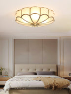 Flower-Shape Glass Flush Mount Ceiling Light With Petal Shade
