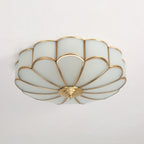 Flower-Shape Glass Flush Mount Ceiling Light With Petal Shade