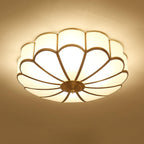 Flower-Shape Glass Flush Mount Ceiling Light With Petal Shade