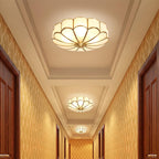 Flower-Shape Glass Flush Mount Ceiling Light With Petal Shade