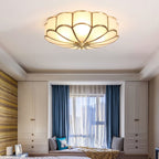 Flower-Shape Glass Flush Mount Ceiling Light With Petal Shade