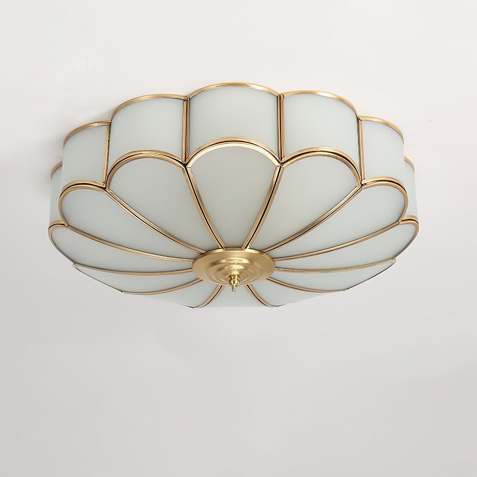 Flower-Shape Glass Flush Mount Ceiling Light With Petal Shade