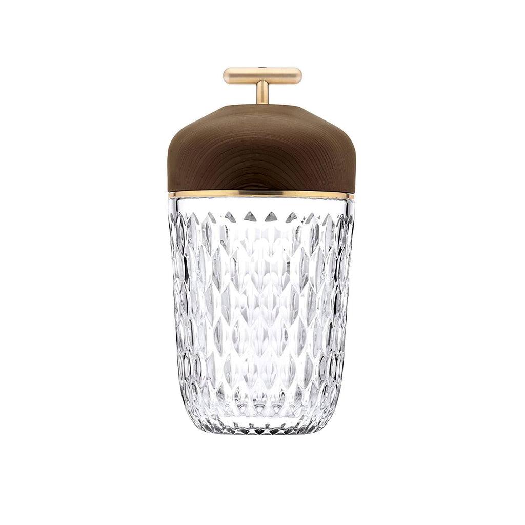 Portable Faceted Glass Table Lamp With Top Handle