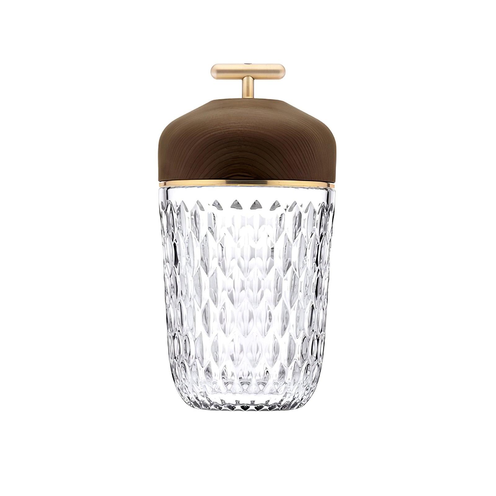Portable Faceted Glass Table Lamp With Top Handle