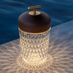 Portable Faceted Glass Table Lamp With Top Handle