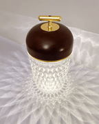 Portable Faceted Glass Table Lamp With Top Handle