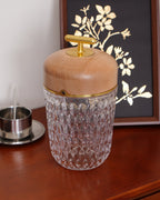 Portable Faceted Glass Table Lamp With Top Handle
