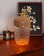Portable Faceted Glass Table Lamp With Top Handle