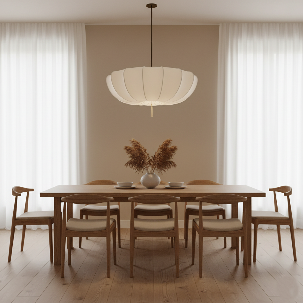 Modern Fabric Pendant Light With Drum Shade