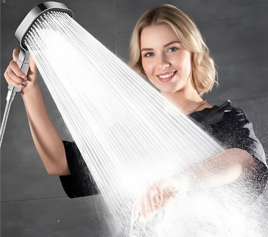 High Pressure Handheld Shower Head with Built-In Filter Square Rain Shower Head with Jet and Massage Spray Modes Universal Fit for Low Water Pressure