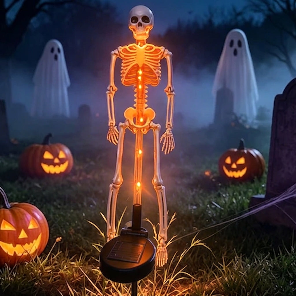 Solar Skeleton Stake Light Halloween Garden Light LED Outdoor Ground Light Waterproof Skeleton Pathway Decoration for Yard and Lawn