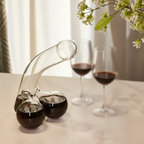 Novelty Glass Decanter Curved Glass Carafe with Twin Bulb Base Decorative Beverage Decanter for Wine | Whisky and Spirits