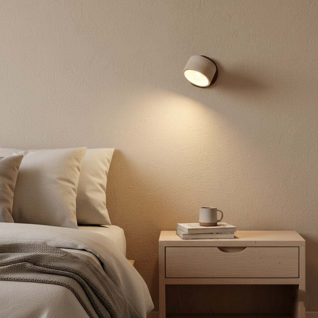 Travertine Stone LED Wall Light Sconce Hardwired with E27 Bulb for Reading