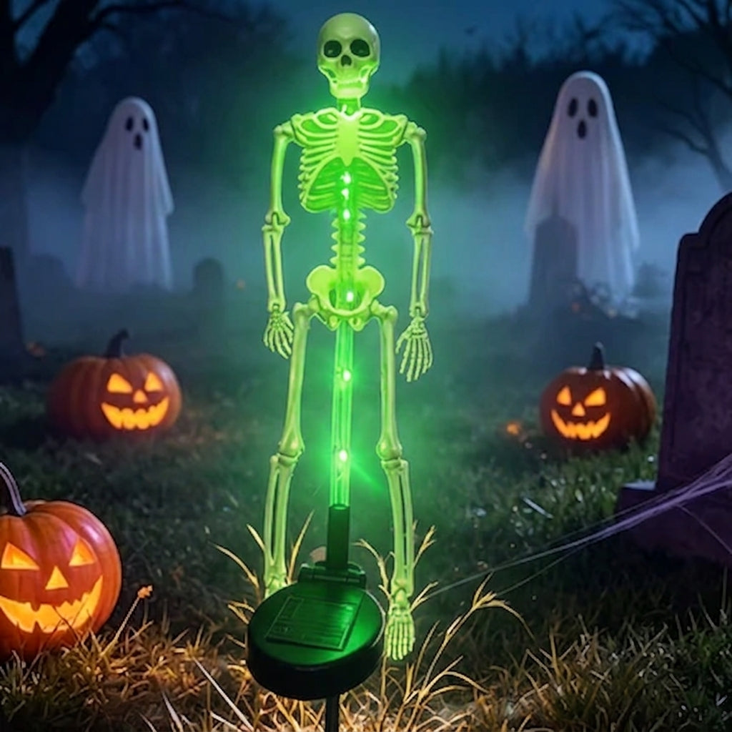 Solar Skeleton Stake Light Halloween Garden Light LED Outdoor Ground Light Waterproof Skeleton Pathway Decoration for Yard and Lawn