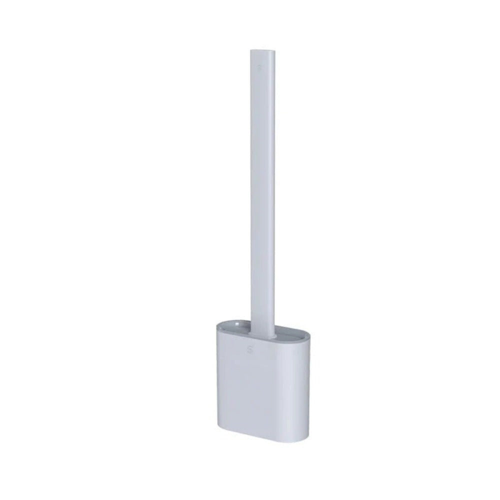 Silicone Toilet Brush Set with Quick Drying Holder Flexible Flat Head Toilet Cleaning Brush Freestanding or Wall Mounted for Bathroom and Toilet