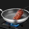 Stainless Steel Frying Pan with Honeycomb Non Stick Surface Scratch Resistant Rivet Free Skillet for Induction | Gas | Ceramic and Electric Hobs