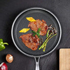 Stainless Steel Frying Pan with Honeycomb Non Stick Surface Scratch Resistant Rivet Free Skillet for Induction | Gas | Ceramic and Electric Hobs