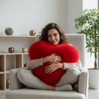 Heart Shaped Cushion Fluffy Faux Fur Throw Pillow Soft Plush Decorative Heart Pillow for Sofa | Bed and Living Room