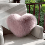Heart Shaped Cushion Fluffy Faux Fur Throw Pillow Soft Plush Decorative Heart Pillow for Sofa | Bed and Living Room