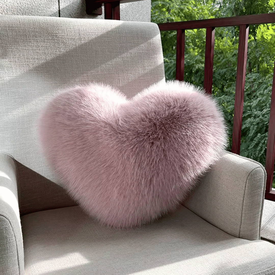 Heart Shaped Cushion Fluffy Faux Fur Throw Pillow Soft Plush Decorative Heart Pillow for Sofa | Bed and Living Room