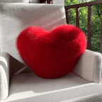 Heart Shaped Cushion Fluffy Faux Fur Throw Pillow Soft Plush Decorative Heart Pillow for Sofa | Bed and Living Room