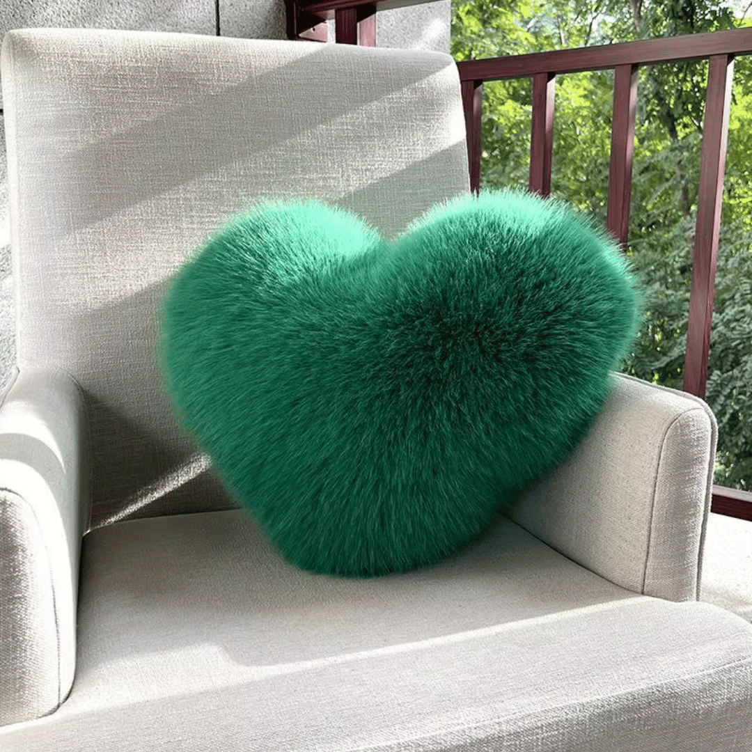 Heart Shaped Cushion Fluffy Faux Fur Throw Pillow Soft Plush Decorative Heart Pillow for Sofa | Bed and Living Room