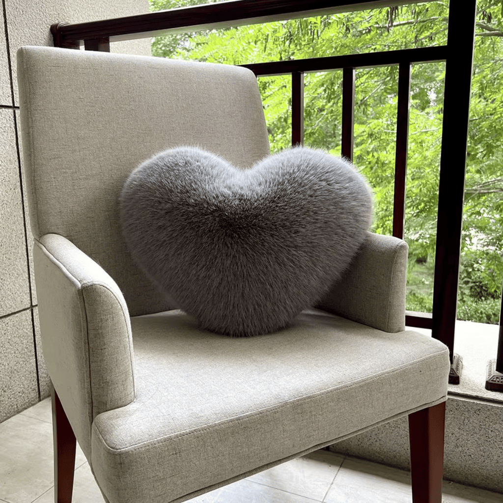 Heart Shaped Cushion Fluffy Faux Fur Throw Pillow Soft Plush Decorative Heart Pillow for Sofa | Bed and Living Room