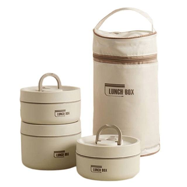 Insulated Stainless Steel Lunch Box Set Double Walled Leakproof Hot Food Container with Carry Bag for Work | School and Picnics