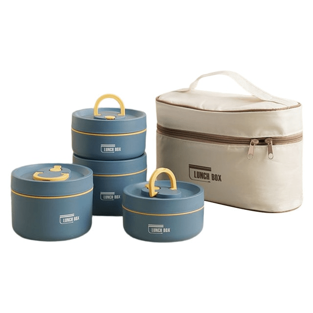 Insulated Stainless Steel Lunch Box Set Double Walled Leakproof Hot Food Container with Carry Bag for Work | School and Picnics