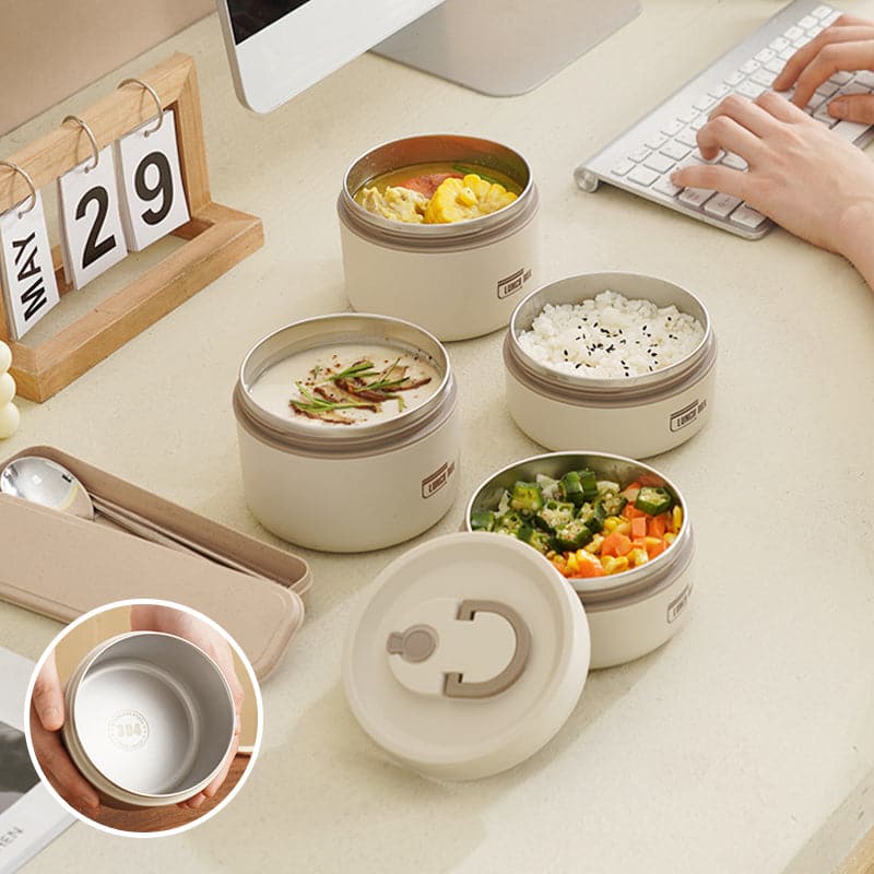 Insulated Stainless Steel Lunch Box Set Double Walled Leakproof Hot Food Container with Carry Bag for Work | School and Picnics