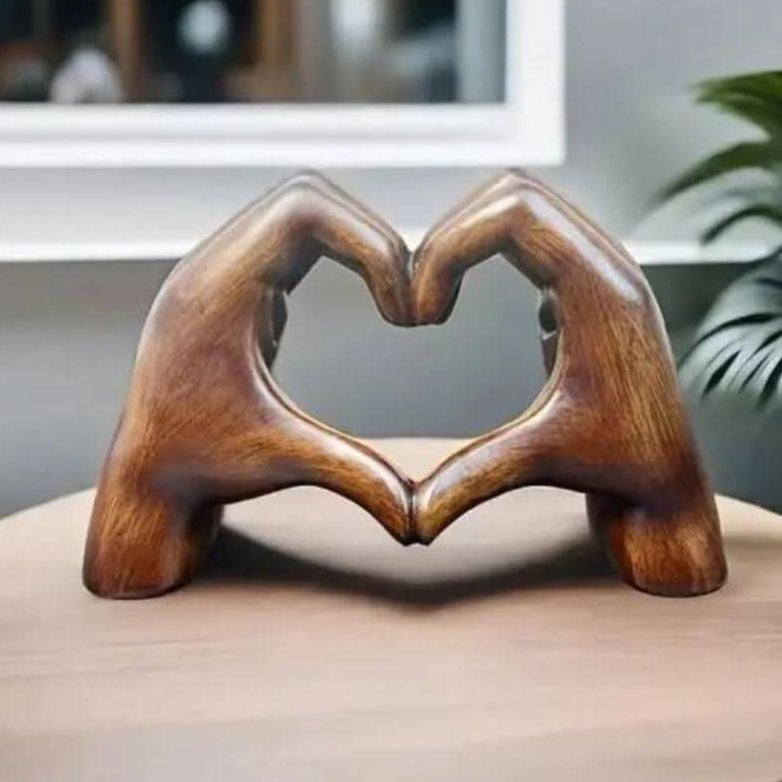 Heart Hands Sculpture Resin Decorative Figurine Modern Love Statue Ornament for Living Room, Bedroom and Shelf Decor