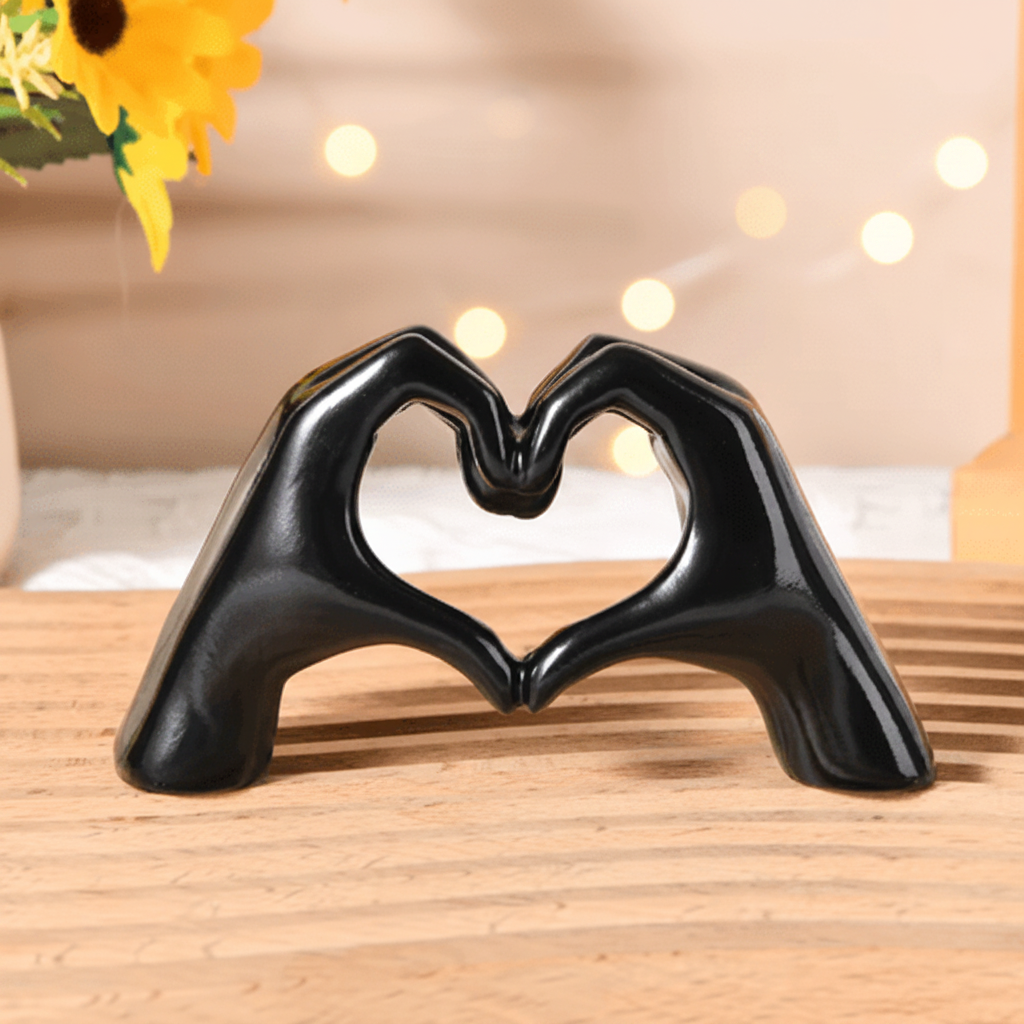 Heart Hands Sculpture Resin Decorative Figurine Modern Love Statue Ornament for Living Room, Bedroom and Shelf Decor