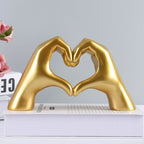 Heart Hands Sculpture Resin Decorative Figurine Modern Love Statue Ornament for Living Room, Bedroom and Shelf Decor