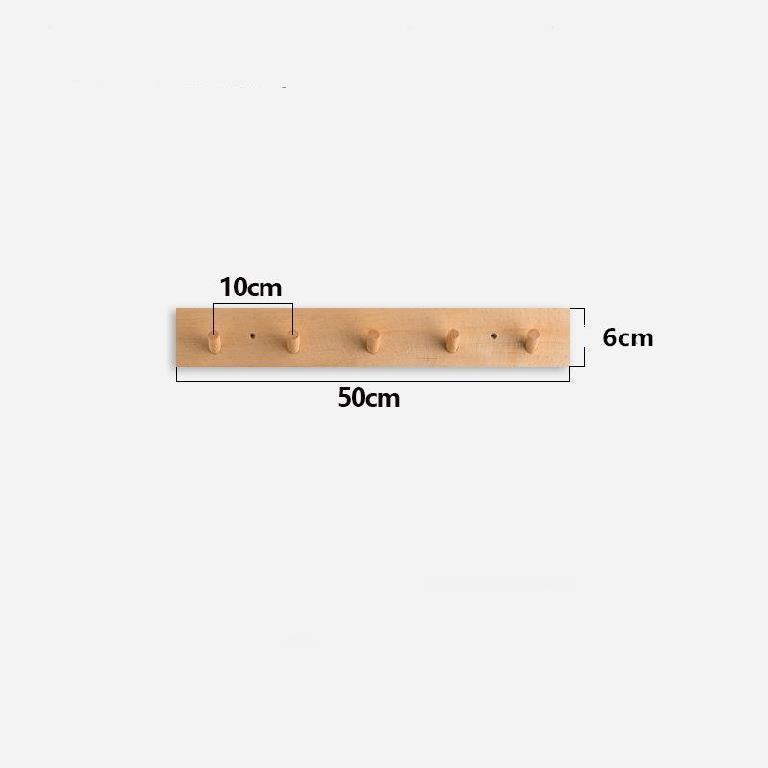 Wooden Wall Coat Rack Solid Wood Hook Rail with Round Pegs Minimalist Japandi Wall Mounted Coat Hooks for Hallway | Bedroom and Bathroom