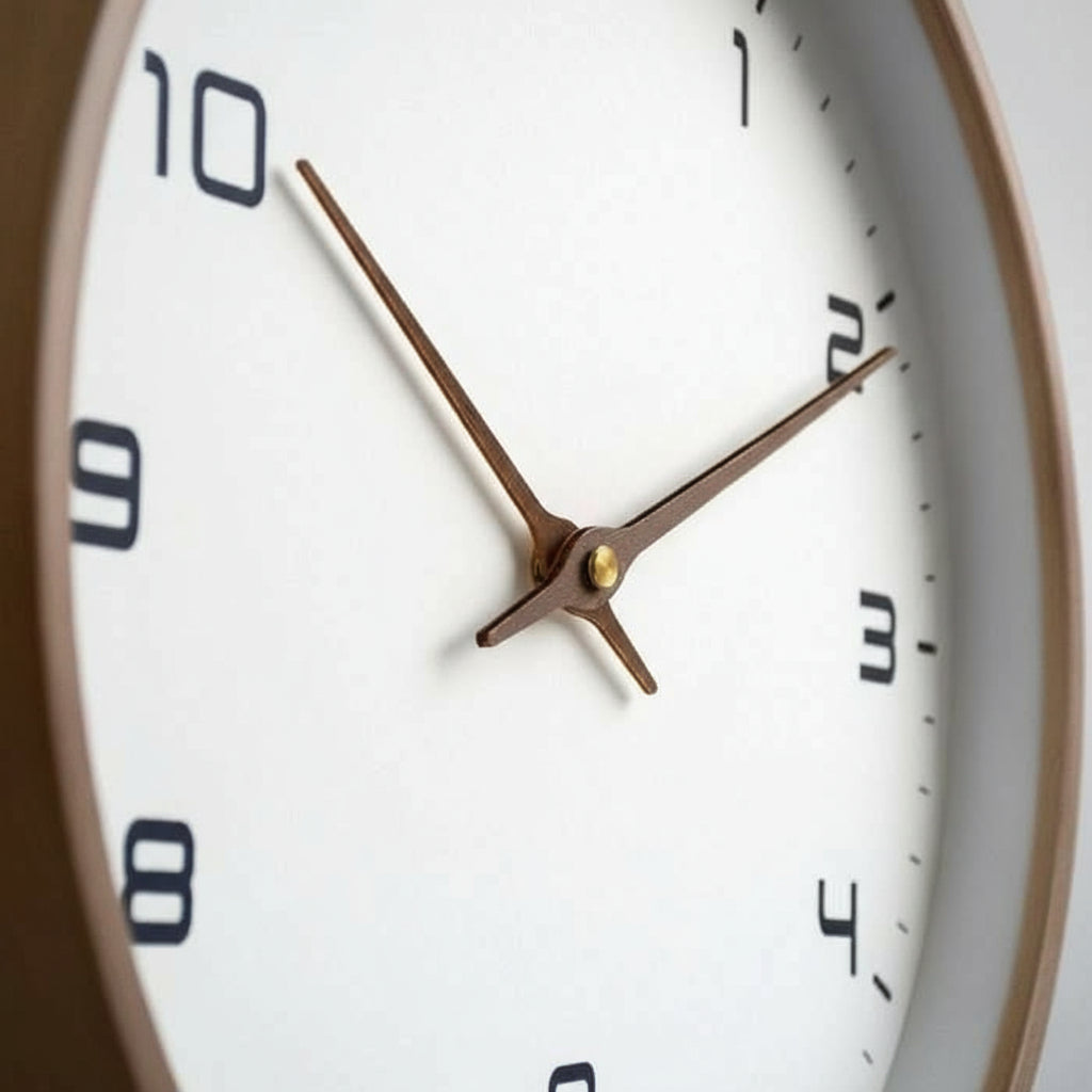 Solid Wood Wall Clock Modern Scandinavian Silent Non-Ticking Round Wooden Clock Minimalist Wall Decor for Living Room, Bedroom and Office