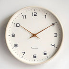 Solid Wood Wall Clock Modern Scandinavian Silent Non-Ticking Round Wooden Clock Minimalist Wall Decor for Living Room, Bedroom and Office
