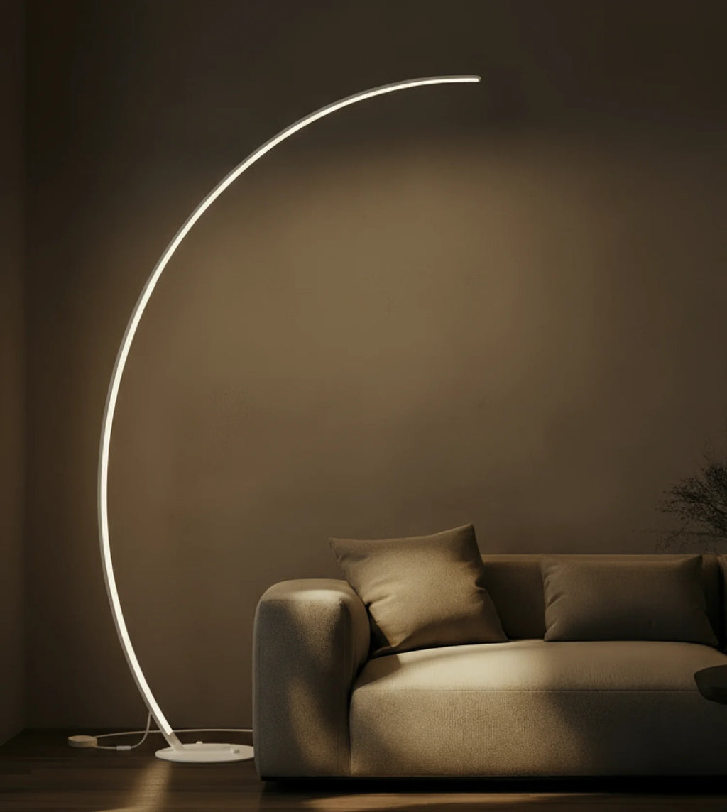 Minimalist Curved Arc floor lamp With Slim Light Bar