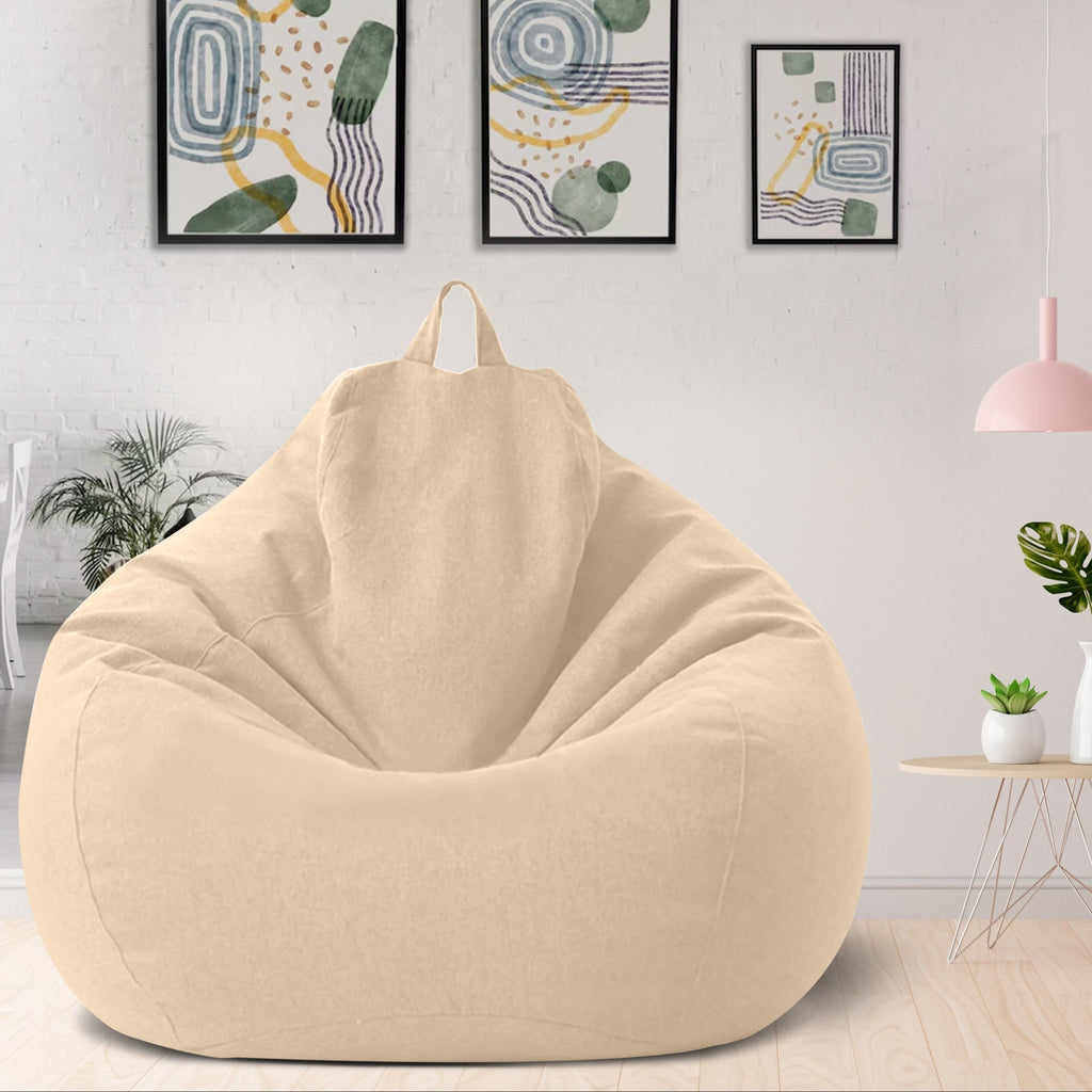 Bean Bag Chair Cover Linen Look Lazy Sofa Cover without Filling Removable Washable Teardrop Bean Bag Cover for Living Room | Bedroom and Playroom