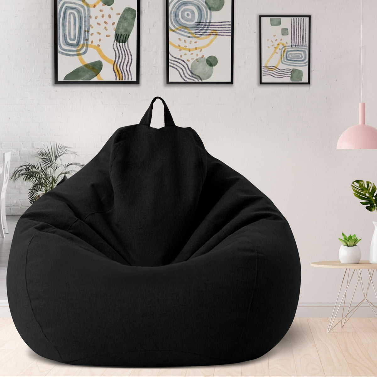 Bean Bag Chair Cover Linen Look Lazy Sofa Cover without Filling Removable Washable Teardrop Bean Bag Cover for Living Room | Bedroom and Playroom
