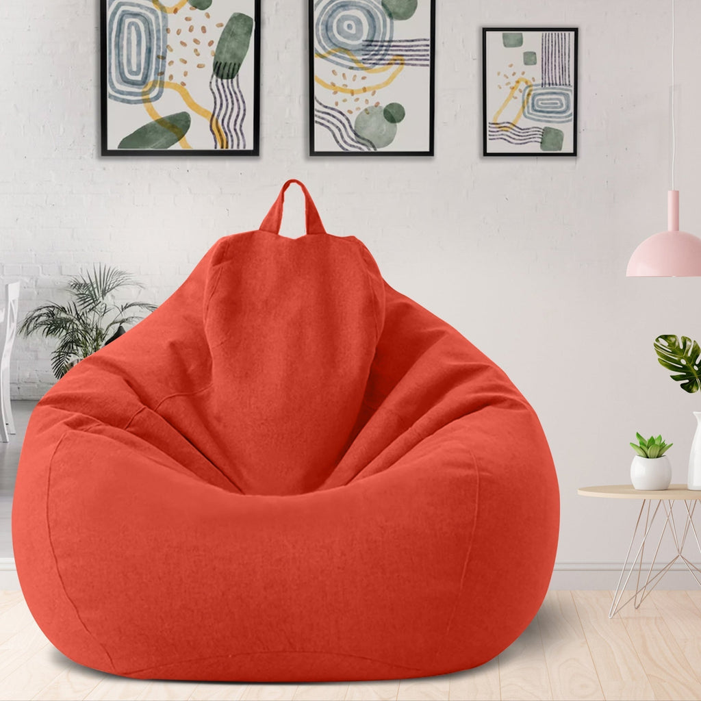 Bean Bag Chair Cover Linen Look Lazy Sofa Cover without Filling Removable Washable Teardrop Bean Bag Cover for Living Room | Bedroom and Playroom