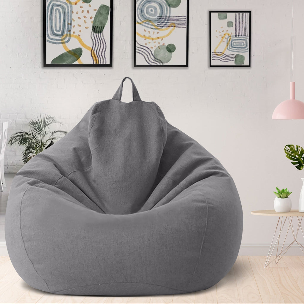 Bean Bag Chair Cover Linen Look Lazy Sofa Cover without Filling Removable Washable Teardrop Bean Bag Cover for Living Room | Bedroom and Playroom